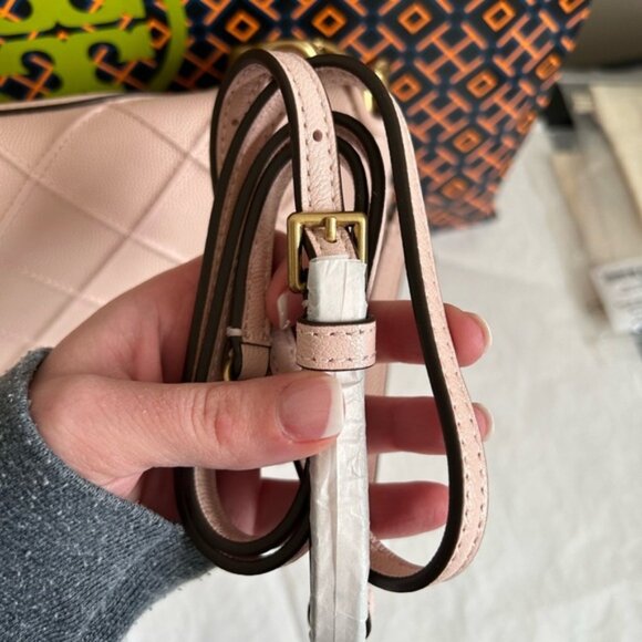 Tory Burch Fleming Soft Grain Mini Crescent Bag Crossbody Bag Shoulder Bag Blush - Picture 3 of 14